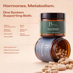 Belle Vitale Duo supplement jars with ingredient callouts.
