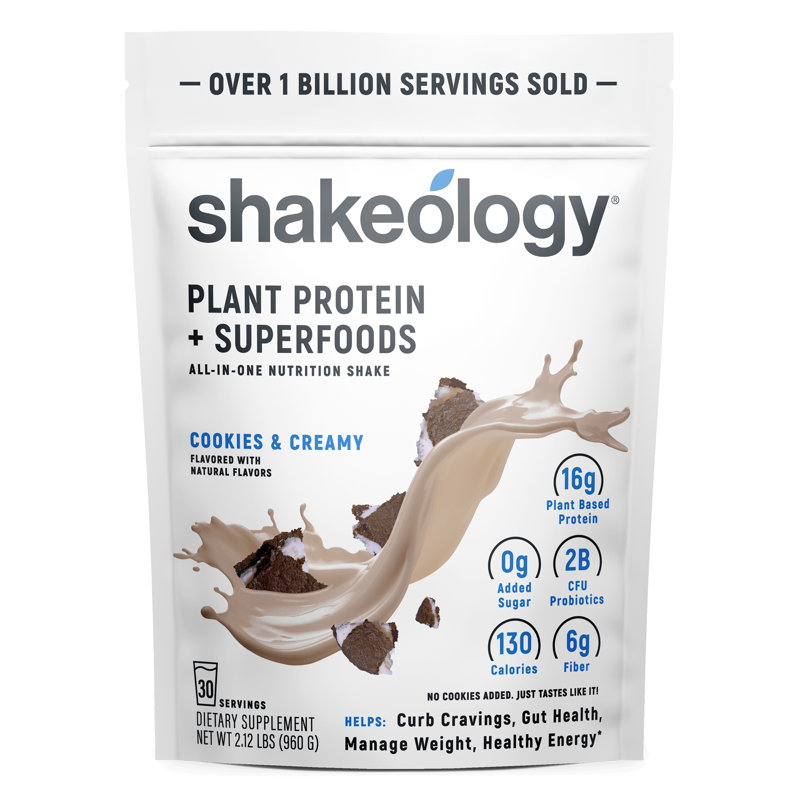 A stand-up pouch of Shakeology Plant Protein + Superfoods 